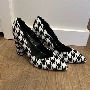 Fashion to Figure Black and White Houndstooth Women's Heels